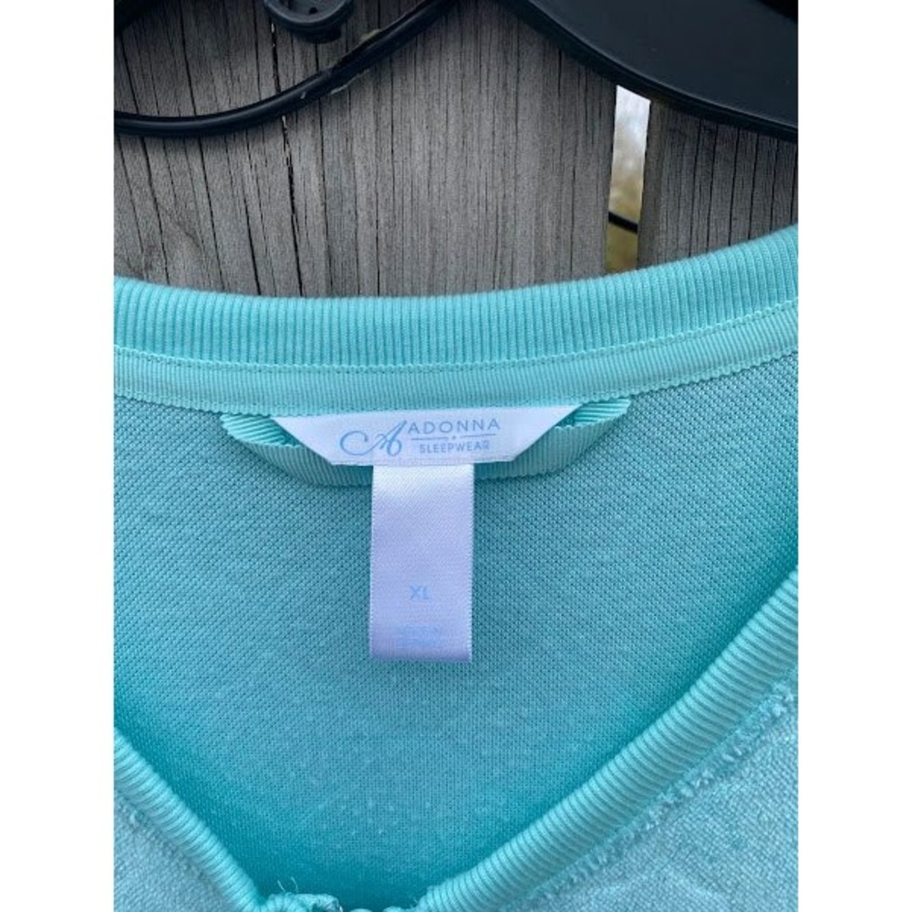 Adonna Sleepwear Aqua Blue Quatrefoil Zip Front Robe Short Sleeve XL Housecoat - Picture 3 of 3